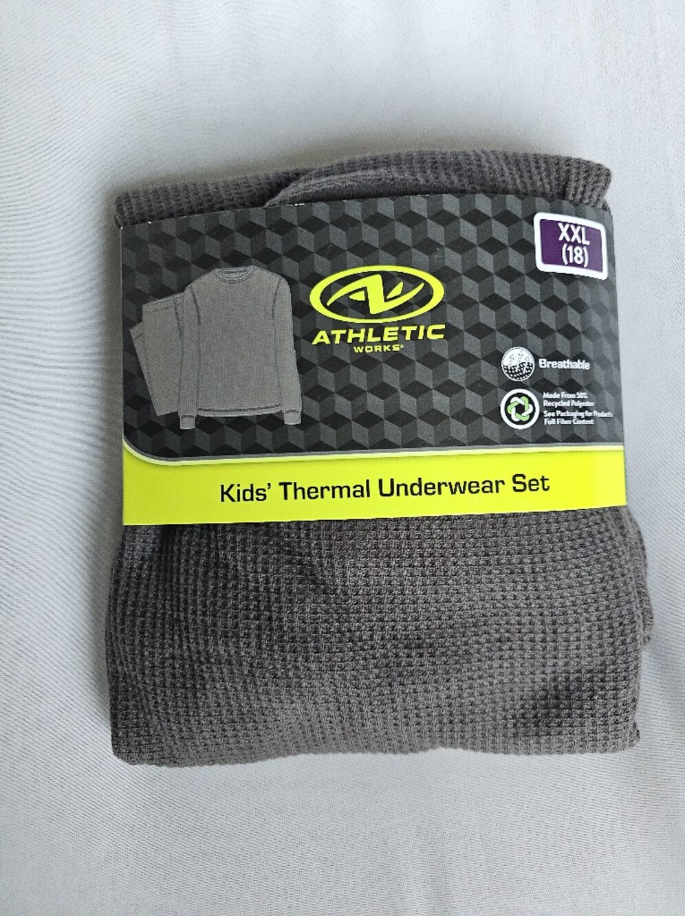 Athletic Works Boys Thermal Underwear Set River Taupe XXL (18) NWT